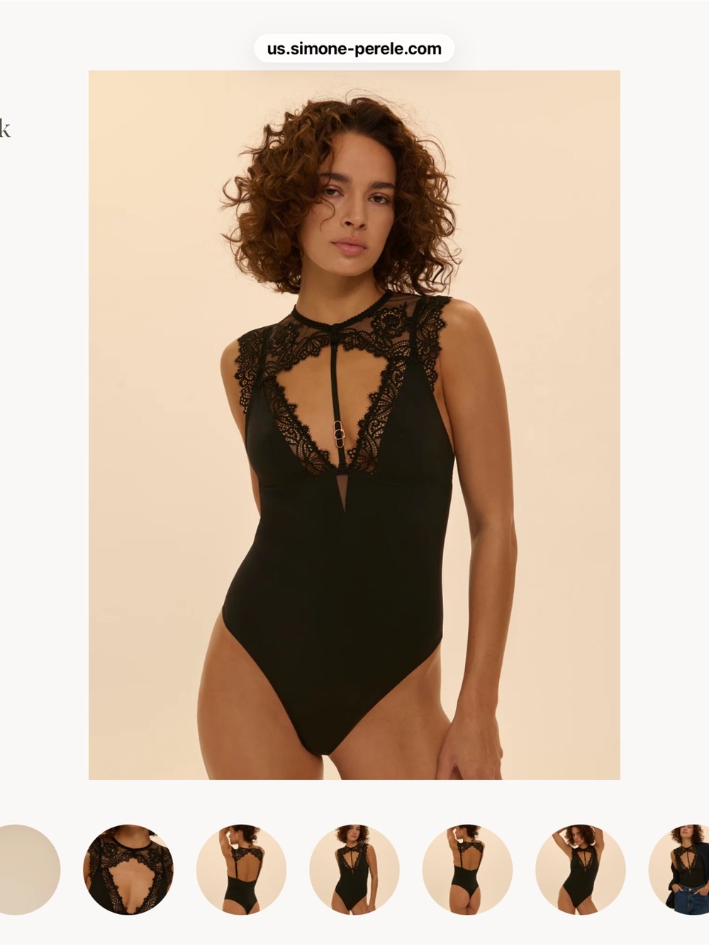 Simone Perele Black Lace High-Neck Embroidered Bodysuit
